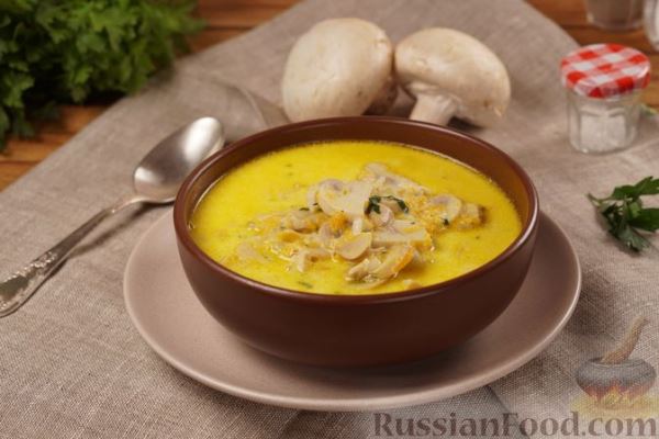 Сырный суп с грибами