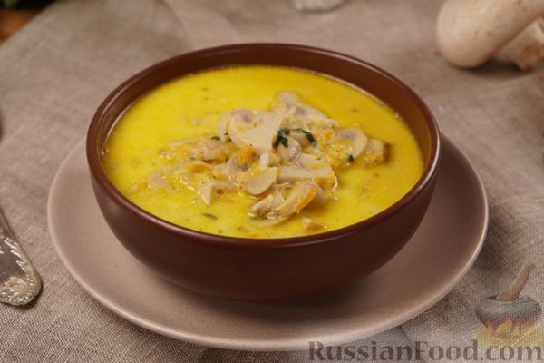 Сырный суп с грибами