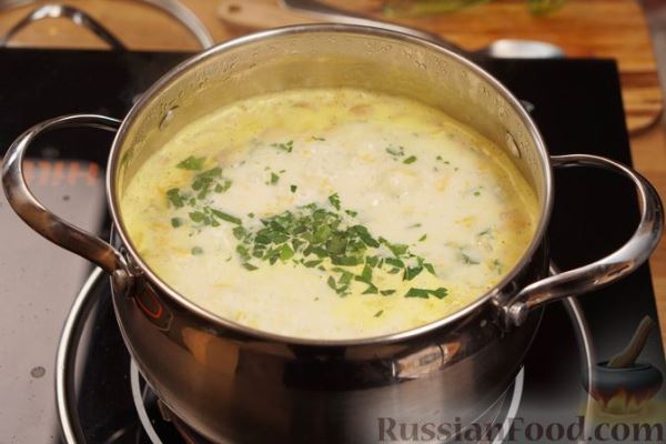 Сырный суп с грибами