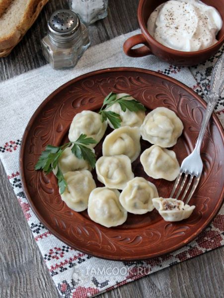 Пельмени с сушеными грибами