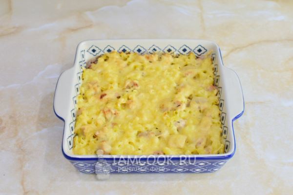 Запеканка из макарон с индейкой в духовке